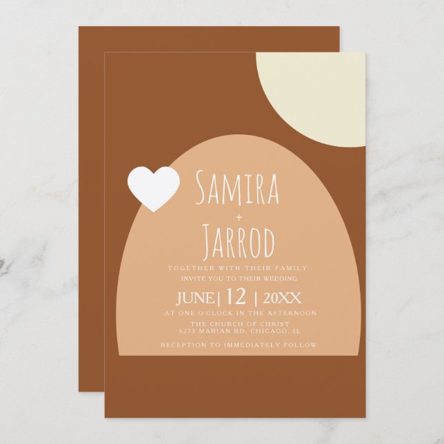 Bohemian Arch & Shapes Heart Geometrical Wedding Invitation (Front/Back)