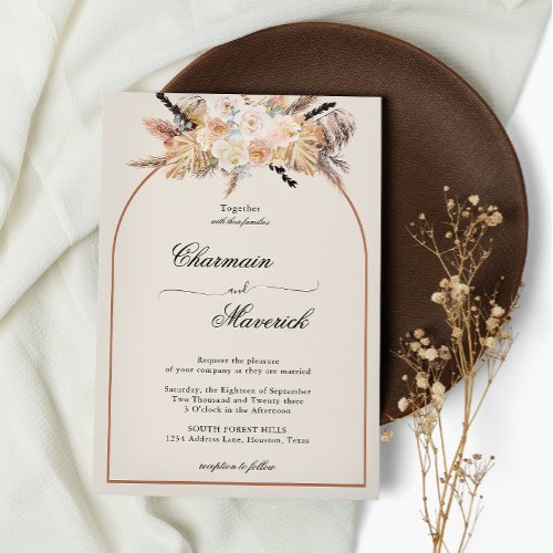 Bohemian Arch Terracotta Wedding Invitation