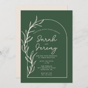 Bohemian Arched Evergreen Wedding Invitation