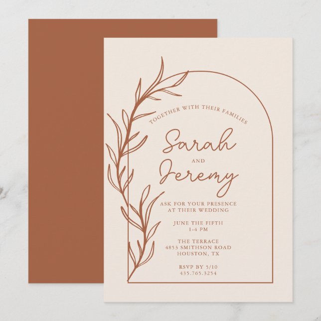 Bohemian Arched Terracotta Wedding | Invitation (Front/Back)