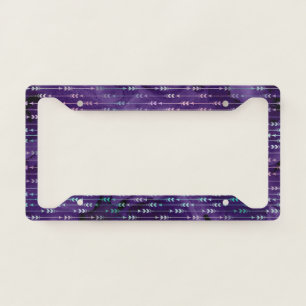 Bohemian Arrows Purple  Metallic Tribal Shape License Plate Frame