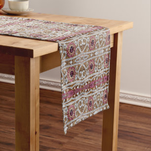 bohemian art deco fashion wine red burgundy  medium table runner