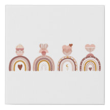 Bohemian Art Rainbow Heart Faux Canvas Print