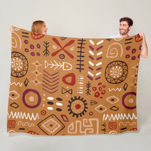 Bohemian Artistic tribal pattern Indian Brown Fleece Blanket