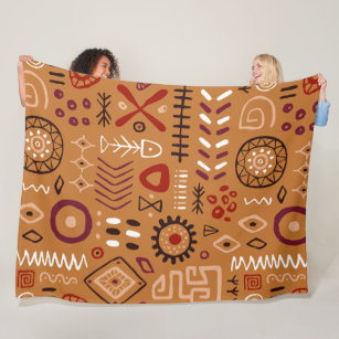 Bohemian Artistic tribal pattern Indian Brown Fleece Blanket