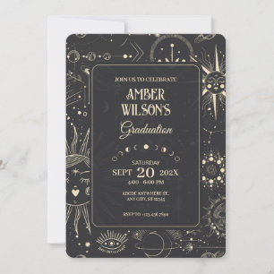 Bohemian astrology celestial graduation invitation