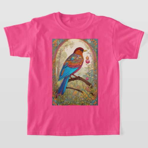 Bohemian Avian Spirit Stylized Bird Traditional T_Shirt