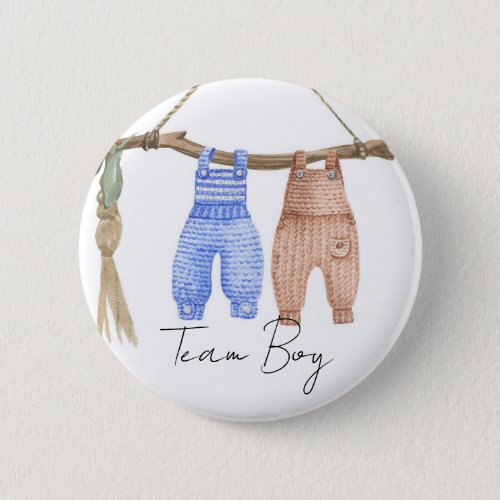 Bohemian Baby Clothes Team Boy Gender reveal Button