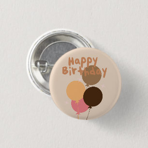 Bohemian Balloons Happy Birthday   Button