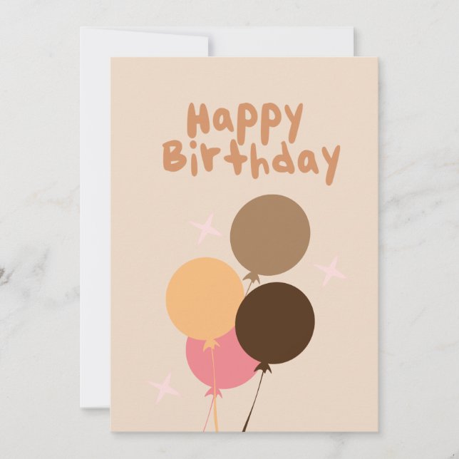 Bohemian Balloons Happy Birthday Hand Lettering Invitation (Front)