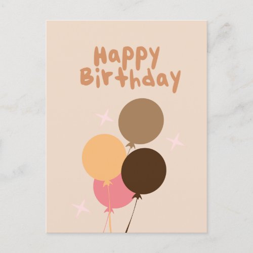 Bohemian Balloons Happy Birthday Hand Lettering  Postcard