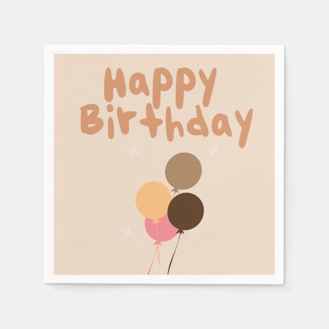 Bohemian Balloons Happy Birthday    Napkins (Front)