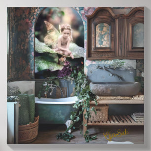 "Bohemian Bath Bliss – Fairy and Feminine Elegance Canvas Photo Tile