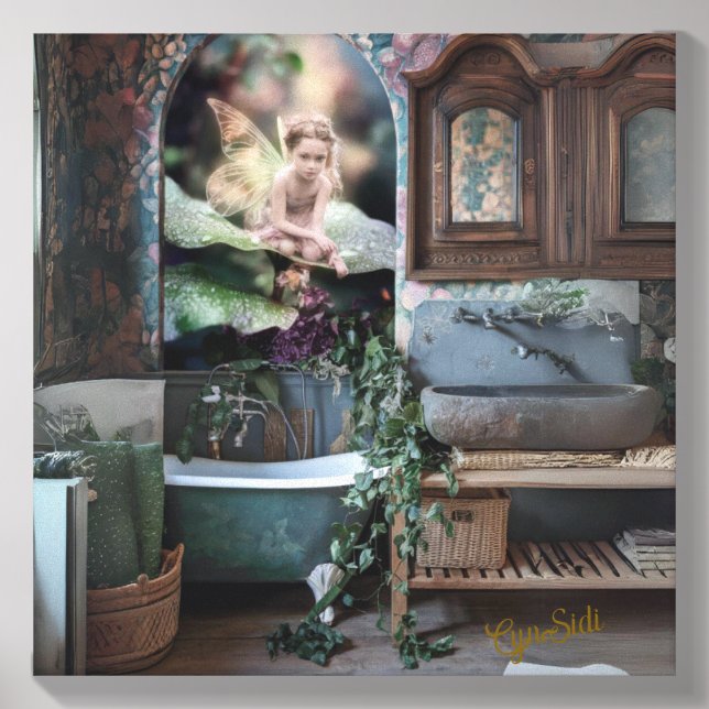"Bohemian Bath Bliss – Fairy and Feminine Elegance Canvas Photo Tile (Front Set)