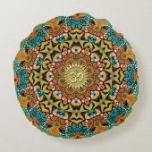Bohemian Batik Mandala OM Yoga Round Cushion (Back)