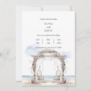 Bohemian Beach Ceremony Reception Arch Wedding Invitation