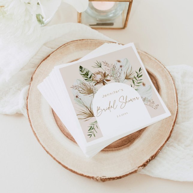 Bohemian beach pampas grass bridal shower napkins (Creator Uploaded)