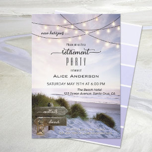 Bohemian Beach String Lights Retirement Party Invitation