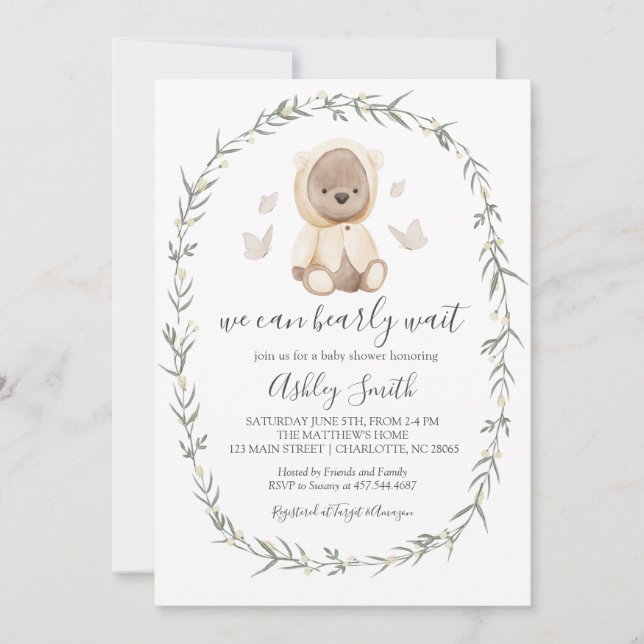 Bohemian Bear Baby Shower Invitation (Front)