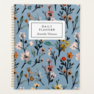 Bohemian Beauty Soft Blue Watercolor Floral Planner