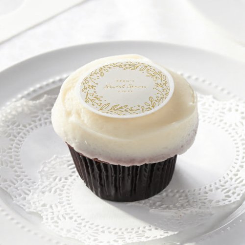Bohemian Beige and Golden Garden Bridal Shower Edible Frosting Rounds