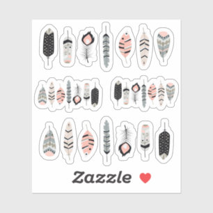 Bohemian Bird Feathers in Blush Pink Planner Sheet Sticker