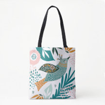 Bohemian Bird With Chic Floral Botanical Patterns