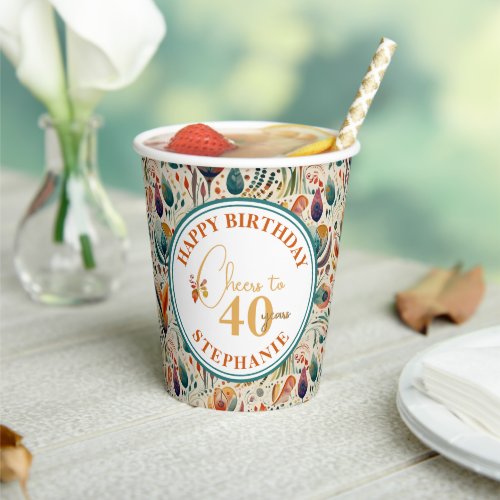 Bohemian Birthday Party by Year  Adult Paper Cups
