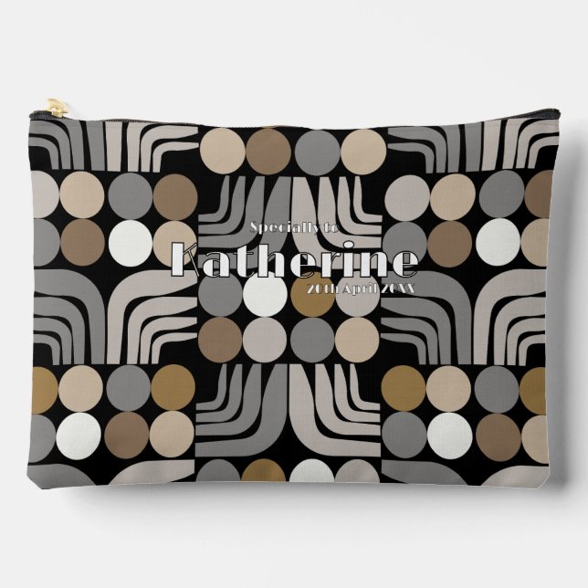 Bohemian Black Grey Accessory Pouch (Front)