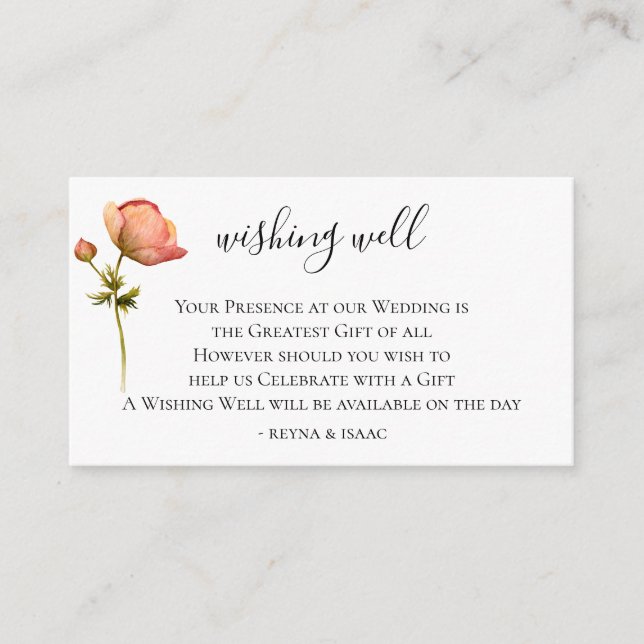 Bohemian Bloom Wedding Wishing Well Enclosure Card (Front)