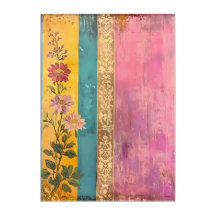 Bohemian Bloom – Wildflowers on Striped Canvas
