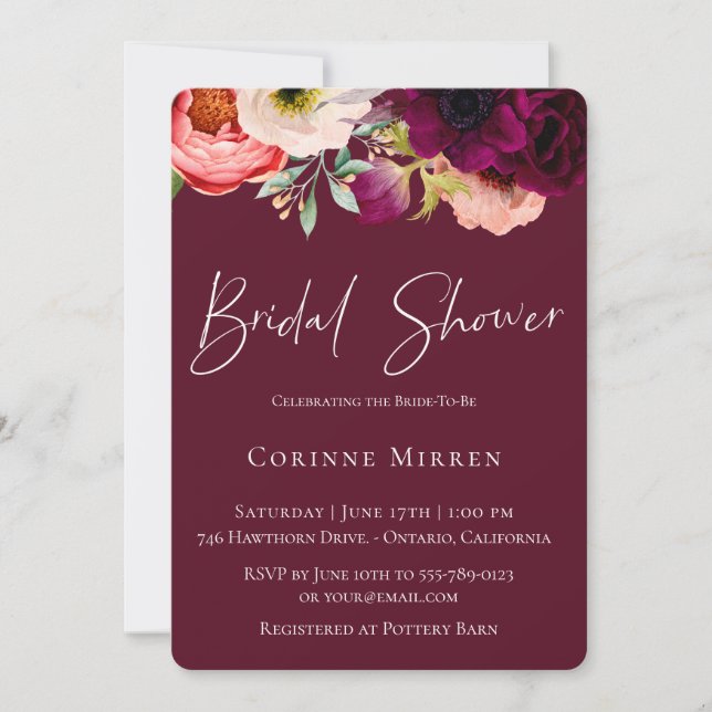 Bohemian Blooms Bridal Shower Invitation (Front)