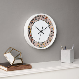 Bohemian Blooms: Dusty Rose Watercolor Clock