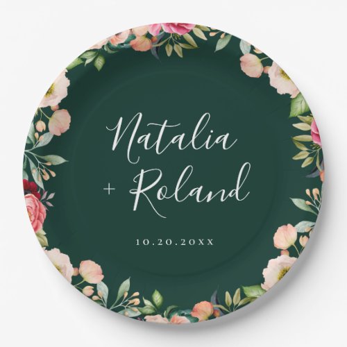 Bohemian Blooms Floral Frame Paper Plate