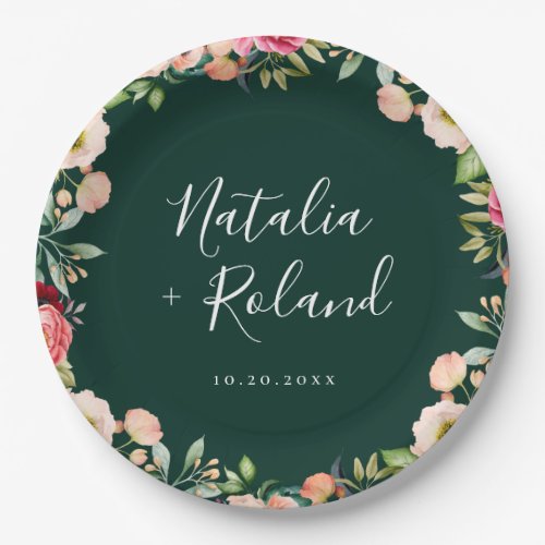 Bohemian Blooms Floral Frame Paper Plates