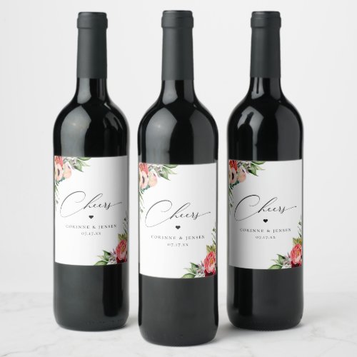Bohemian Blooms Floral Wedding Wine Label