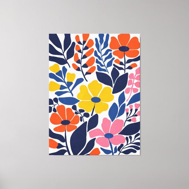 Bohemian Blooms Mid Century Modern Floral Canvas Print (Front)