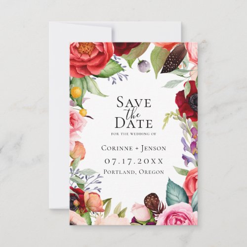 Bohemian Blooms Save The Date Announcement