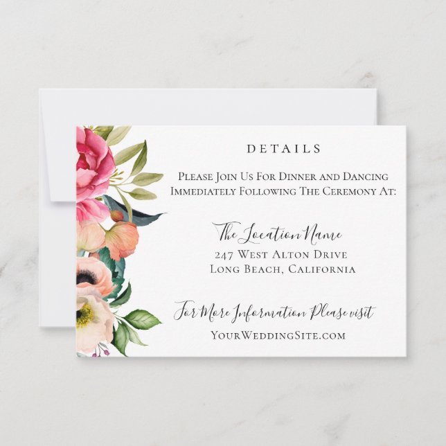 Bohemian Blooms Wedding Details Invitation (Front)