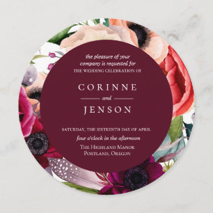 Bohemian Blooms Wedding Invitation
