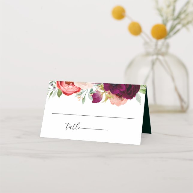 Bohemian Blooms Wedding Place Card (Front)