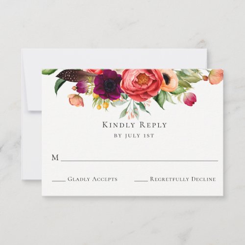 Bohemian Blooms Wedding RSVP Card