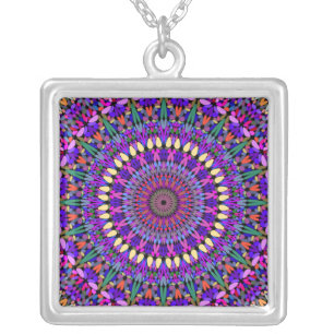 Bohemian Blossom Mandala Silver Plated Necklace