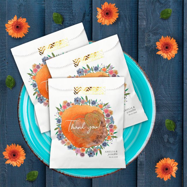 Bohemian Blue Boho Whimsical Wildflower Wedding Favor Bag (Creator Uploaded)