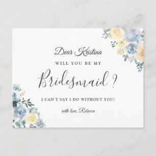 Bohemian Blue Bridesmaid Proposal Postcard