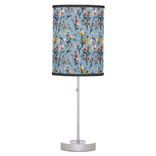 Bohemian Blue Elegant Watercolor Floral Table Lamp