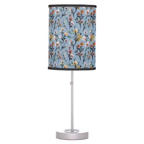 Bohemian Blue Elegant Watercolor Floral Table Lamp