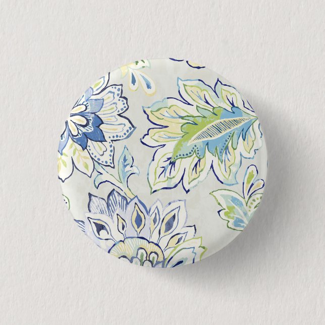 Bohemian Blue Flower Button (Front)