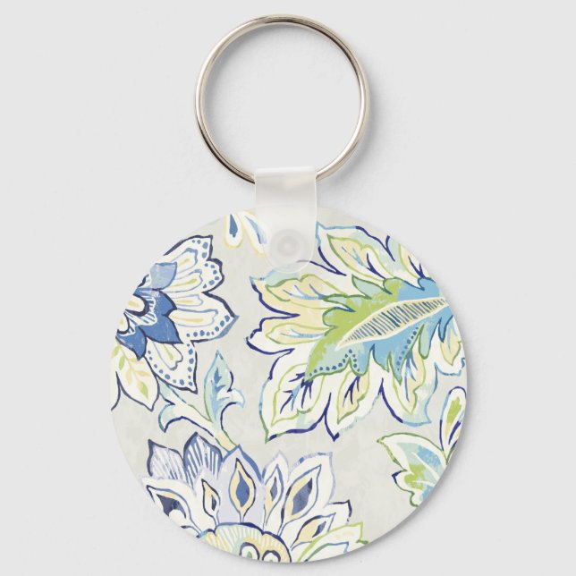 Bohemian Blue Flower Keychain (Front)