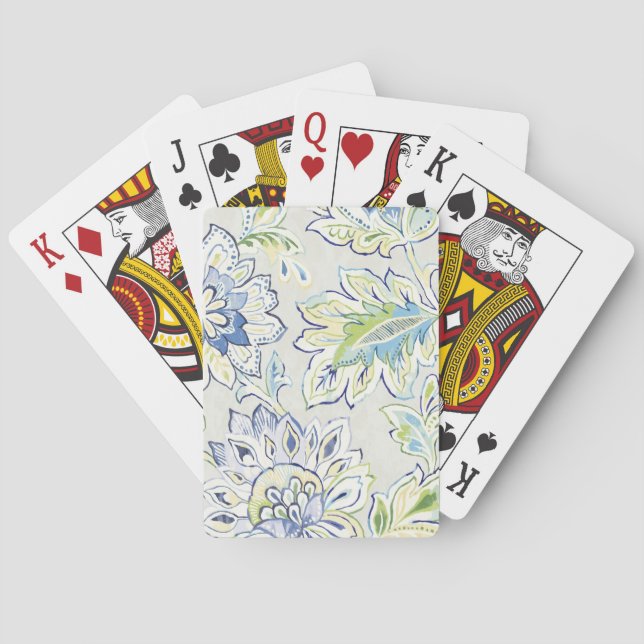 Bohemian Blue Flower Poker Cards (Back)